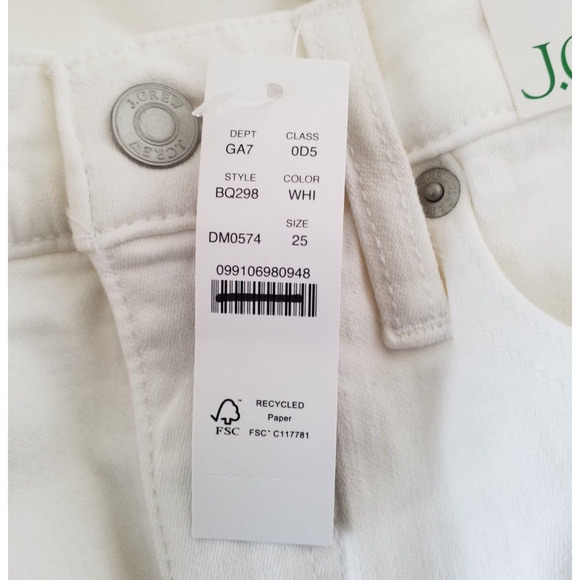 J Crew Womens Size 25 10" Demi Boot Crop Jean White Wash Mid Rise Raw Hem BQ298 - Picture 9 of 11